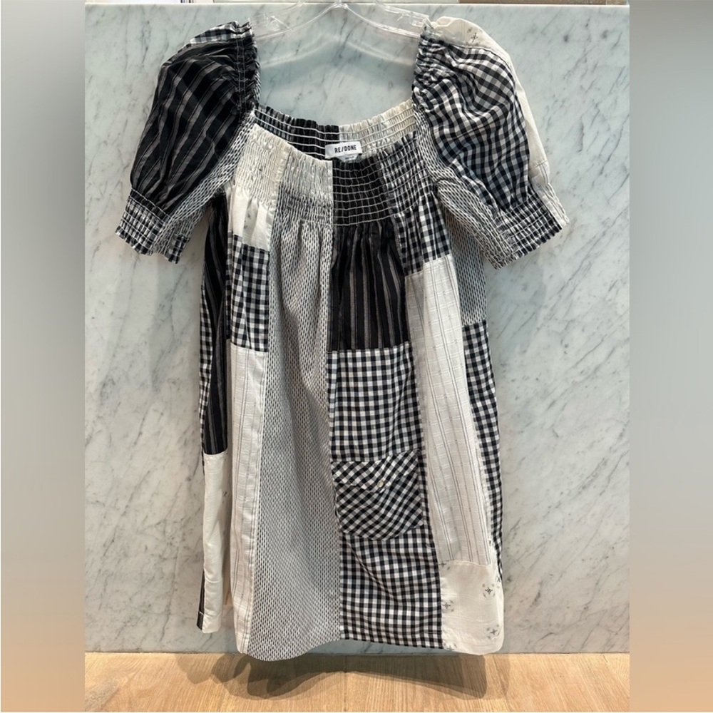 RE/DONE Black and White Patchwork Dress